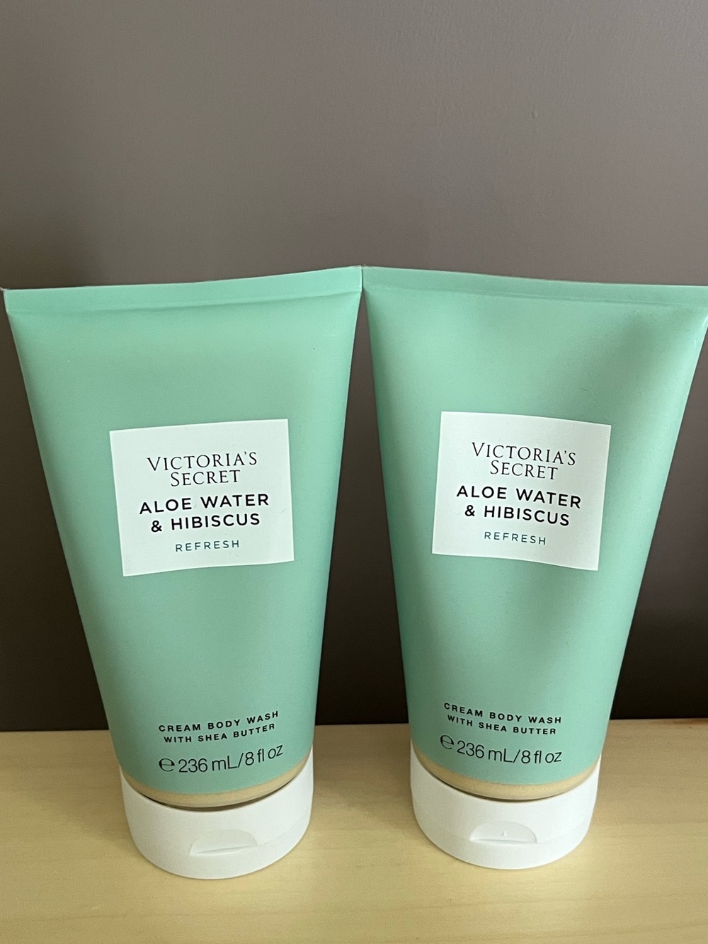 Two Victoria’s Secret Refresh Aloe Water & Hibiscus Cream Body Washes 8 Oz Each